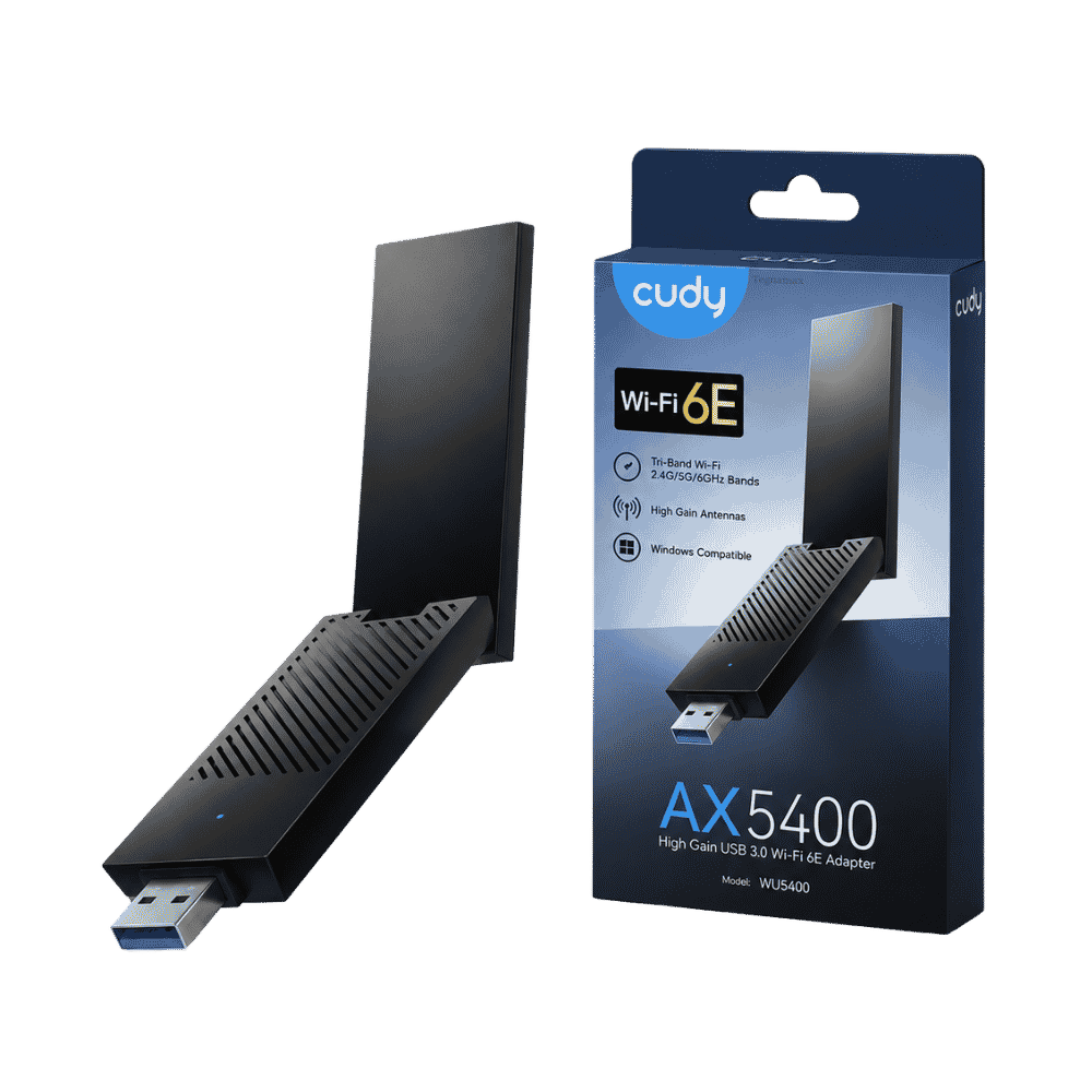 Adaptador USB Cudy WU5400 AX5400 WiFi 6E con dos antenas