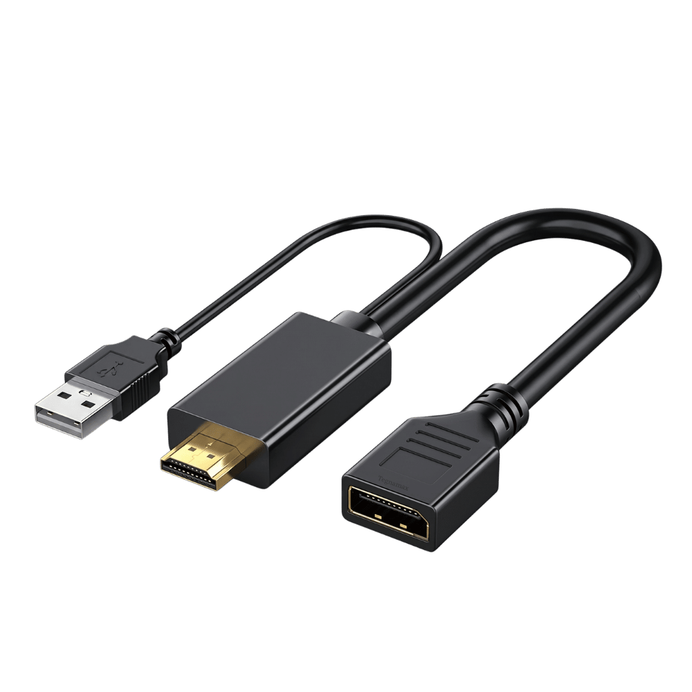 Adaptador HDMI a DisplayPort activo con salida hembra y cable USB de energía