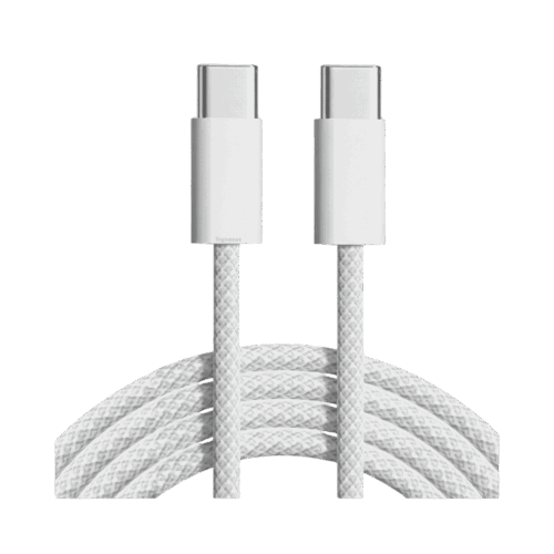 Cable USB-C a USB-C Blanco Trenzado