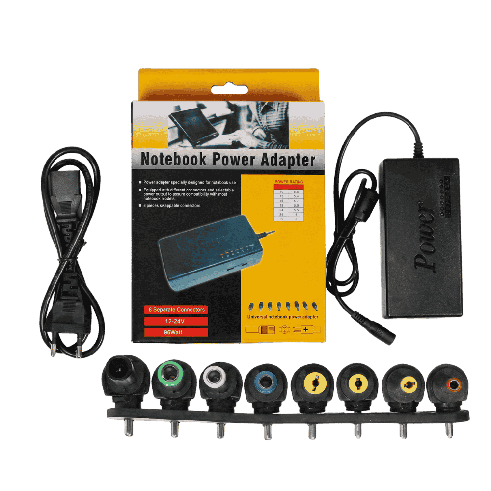 Cargador Universal para Laptop 96W Ajustable 12-24V con 8 Puntas