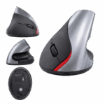 Mouse vertical Bluetooth recargable negro visto de frente