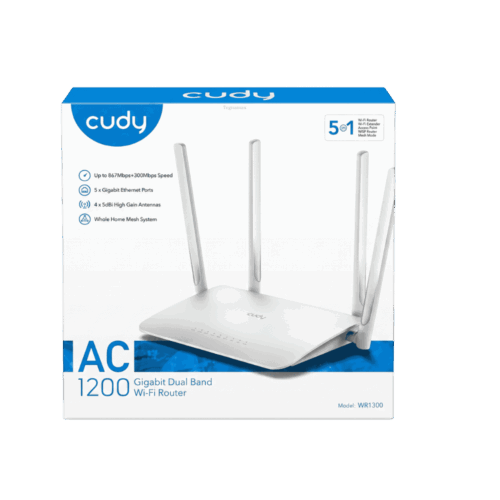Router Cudy WR1300 AC1200 Gigabit Mesh Dual Band con 4 Antenas