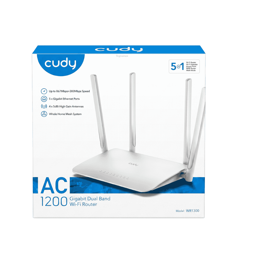 Router Cudy WR1300 AC1200 Gigabit Mesh Dual Band con 4 Antenas