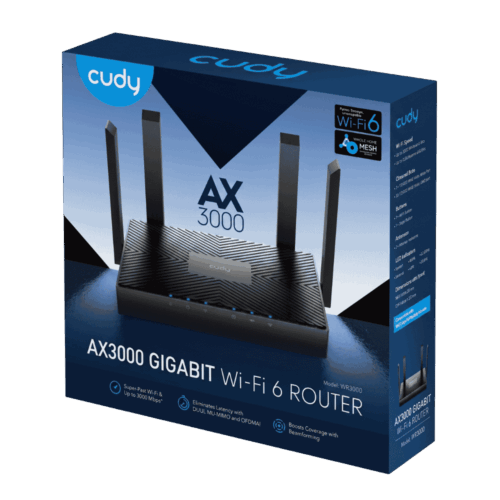 Router Cudy WR3000S AX3000 WiFi 6 Mesh Gigabit con 4 Antenas