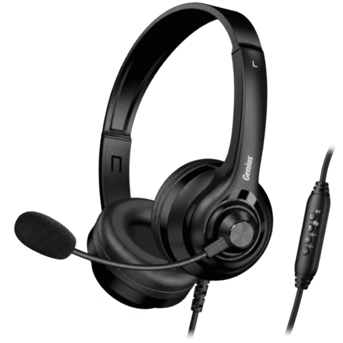 Audífonos Genius HS-235U AI USB con micrófono giratorio y tecla Copilot