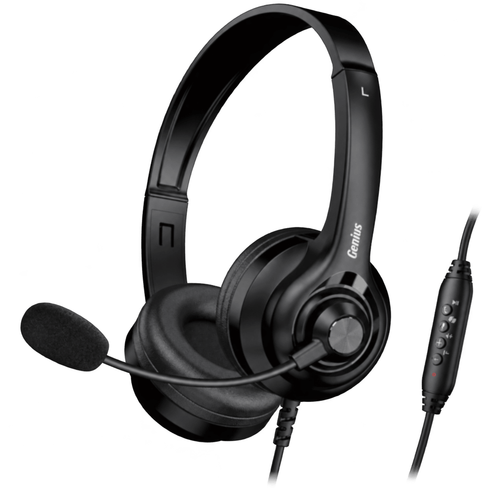 Audífonos Genius HS-235U AI USB con micrófono giratorio y tecla Copilot