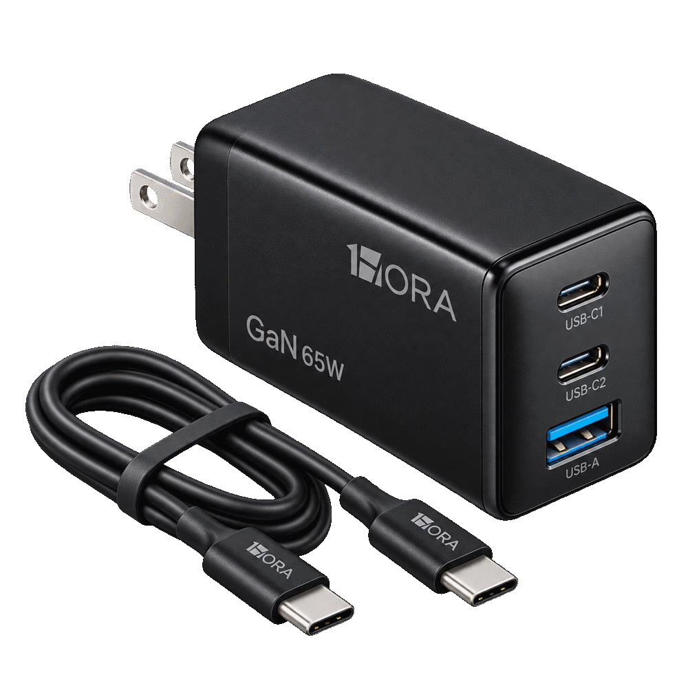 Cargador 1HORA GAR322 65W 2 USB-C y 1 USB