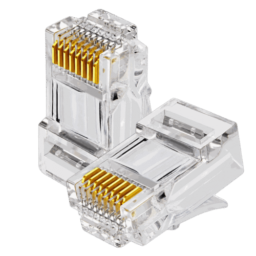 Conectores RJ45 CAT5 transparentes económicos, funda de 100 unidades