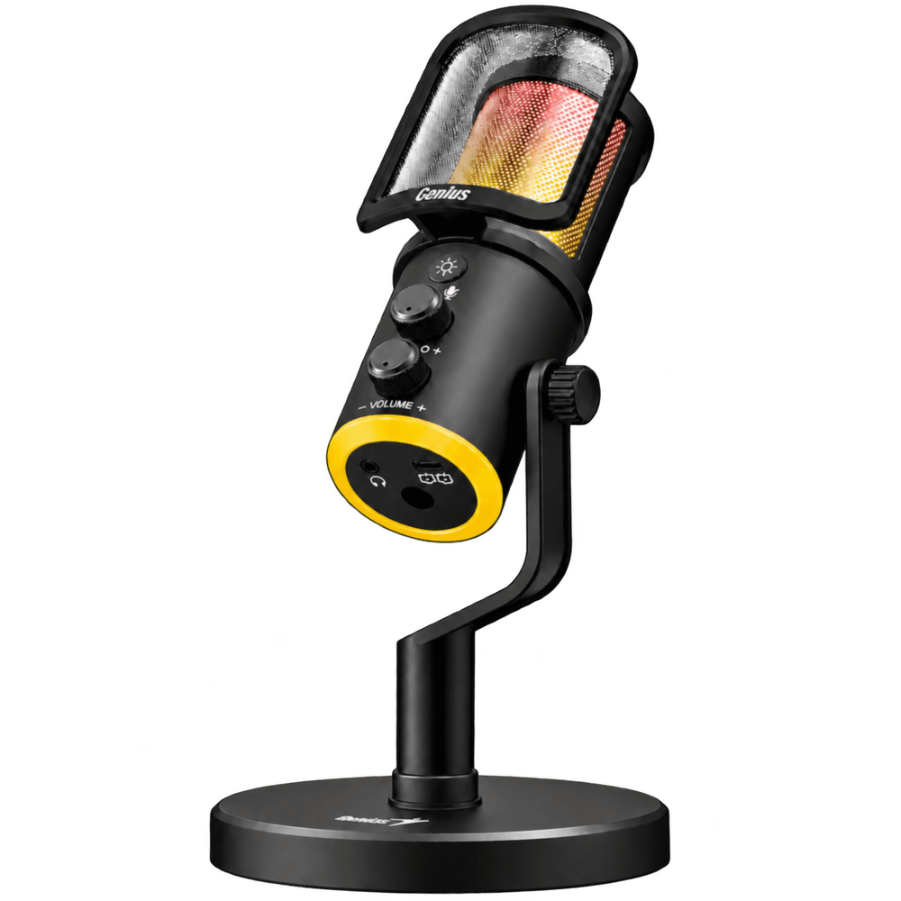 Micrófono Genius MIC-S400U USB para streaming con luz RGB y monitoreo