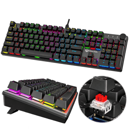 Teclado gamer MEETION MT-MK009 — 100% USB, switch rojo