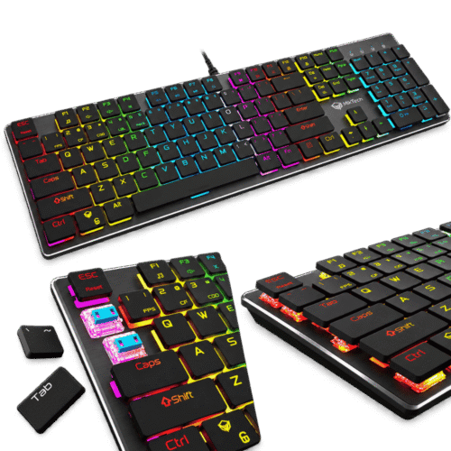 Teclado mecánico Meetion NMT-MK80 ultradelgado con switch azul
