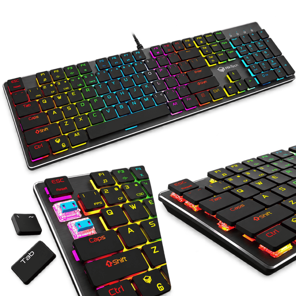 Teclado mecánico Meetion NMT-MK80 ultradelgado con switch azul